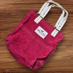 HOLLISTER Red Fabric Beach Tote Bag